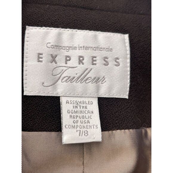 Express Tailleur Women Brown Wool Blend Double Breasted Jacket Size 7/8 - Picture 9 of 9